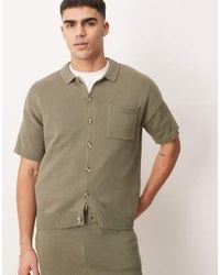 ASOS - Relaxed Fit Midweight Knitted Cotton Button Through Polo - Lyst