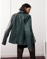 Reclaimed (vintage) Washed Real Leather Zip Up Jacket in