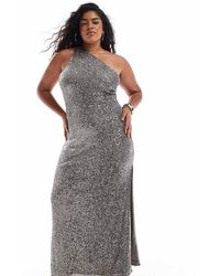 ASOS - Vestido Largo Asimétrico Con Detalle De Tira En La Espalda De Lentejuelas De Asos Design Curve - Lyst