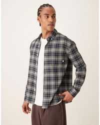 Farah - Sands - chemise manches longues en flanelle à carreaux avec logo - Lyst