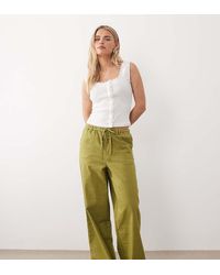 ASOS - Asos Design Petite Linen Look Pull On Pants - Lyst