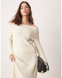 ASOS - Cable Knit Bardot Jumper Co Ord - Lyst