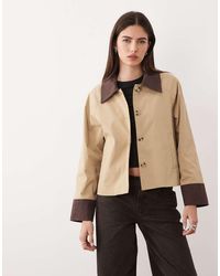 Vila - Cord Trim Barn Jacket - Lyst