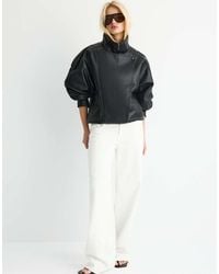 Stradivarius - Oversize Faux Leather Biker Jacket - Lyst