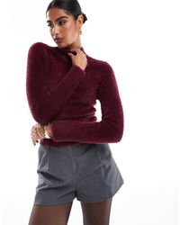 Miss Selfridge - Pluizige Gebreide Top Met Lange Mouwen - Lyst