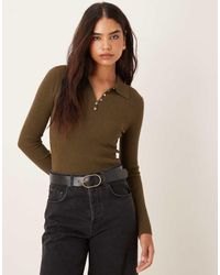 Mango - Wool Mix Knitted Polo Top - Lyst