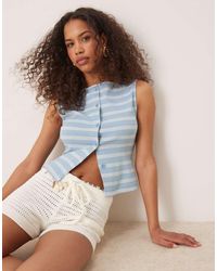 ASOS - Top A Rayas Abotonado Sin Mangas De Canalé De (Parte De Un Conjunto) - Lyst