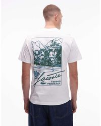 Lacoste - T-Shirt Bianca Con Stampa Sul Retro - Lyst