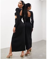 ASOS - Statement Long Sleeve Square Neck Maxi Dress - Lyst