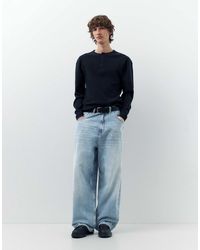 Pull&Bear - Jean ultra baggy à broderies - moyen - Lyst
