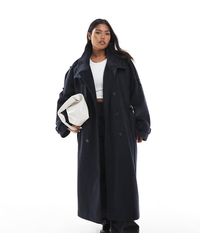 ASOS - Gabardina Larga Con Cuello Alzado De Tejido Cepillado De Asos Design Curve - Lyst