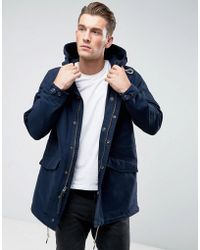 Abercrombie & Fitch Hooded Parka Cotton/nylon In Navy - Blue