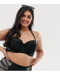 Playful Promises X Hunter Mcgrady Mesh Insert Fishnet Bikini Top - Black