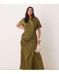 ASOS - Asos Design Curve Satin Flutter Sleeve Maxi Dress - Lyst