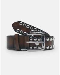 Pull&Bear - Leather Effect Studded Belt - Lyst