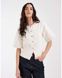 ASOS - Getailleerde Top Van Denim - Lyst