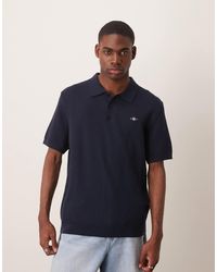 GANT - Textured Cotton Short Sleeve Polo - Lyst