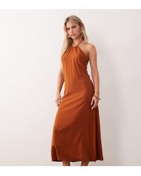 Miss Selfridge - Linen Look Halter Maxi Dress - Lyst