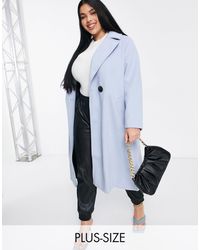 River Island Relaxed Double Breasted Tailored Coat - Blue