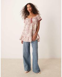 Free People - Floral Printed Puff Sleeve Tunic - Lyst