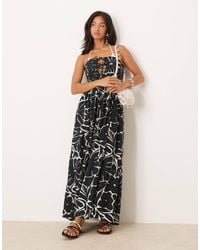 ASOS - Asos Design Petite Bandeau Lace-up Maxi Beach Dress With Linen - Lyst