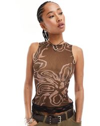 Collusion - Printed Singlet With Lace Trim - Lyst