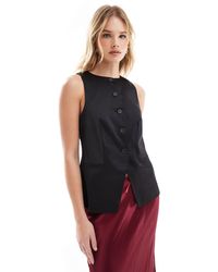ASOS - Tall – hochgeschlossenes westen-top aus satin - Lyst
