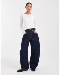 ASOS - Asos Design Petite High Waisted Barrel Leg Jeans - Lyst