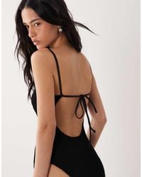 Mango - Crinkle Textured Tie Back One-piece Swimsuit - Lyst