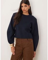 ASOS - Structured Waisted Jumper With Shoulder Pads - Lyst