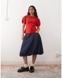 Reclaimed Vintage - Puffball Denim Midi Skirt - Lyst