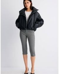 Stradivarius - Leather Effect High Neck Puffer Jacket - Lyst