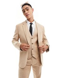 ASOS - Slim Herringbone Suit Jacket With Linen - Lyst