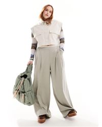 ASOS - Asos design curve - pantaloni a fondo ampio con girovita stile boxer grigi - Lyst