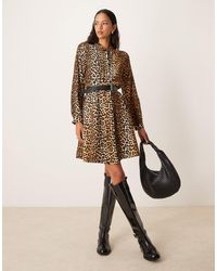 Y.A.S - Robe chemise courte à imprimé léopard avec ourlet à volants - Lyst