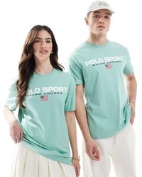 Polo Ralph Lauren - Sport capsule - t-shirt unisexe coupe oversize standard avec grand logo drapeau sur la poitrine - clair - Lyst