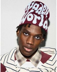 Bershka - Berretto Lavorato A Maglia Bordeaux - Lyst