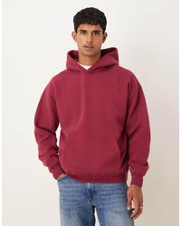Abercrombie & Fitch - Sudadera Básica Con Capucha Y Bolsillo Delantero De -Rojo - Lyst