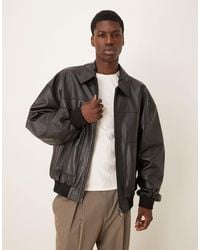 ASOS - Bomber oversize en cuir véritable - noir - Lyst