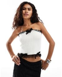Collusion - Lace Trim Knitted Bandeau Top - Lyst