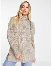 ONLY - High Neck Cable Knit Jumper - Lyst
