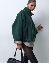 ASOS - Borg Fleece With Nylon Zip Through - Lyst