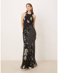 ASOS - Racer Neck Bias Maxi Dress With Godet Hem - Lyst