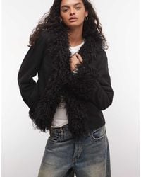 Collusion - Faux Fur Trim Afghan Jacket - Lyst
