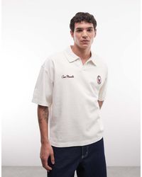 ASOS - Super Heavyweight Boxy Oversized Polo With Chest Print - Lyst