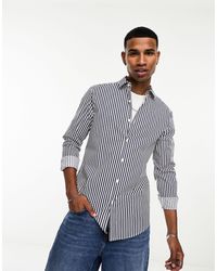 ASOS - Slim Fit Stripe Shirt - Lyst