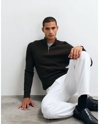 Mango - Cotton Rich Knitted Quarter Zip Jumper - Lyst