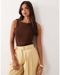 ASOS - Sheer Mesh Tank Top With Asymmetric Hem - Lyst