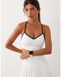 4505 - Active Ruched Front Sports Bra With Contrast Piping - Lyst