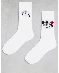 ASOS - 2 Pack Socks With Disney Mickey & Minnie Graphic - Lyst